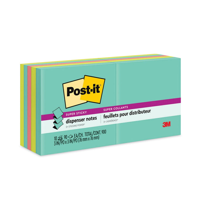Post-it Pop-up 3 x 3 Note Refill, 3" x 3", Supernova Neons Collection Colors, 90 Sheets/Pad, 10 Pads/Pack
