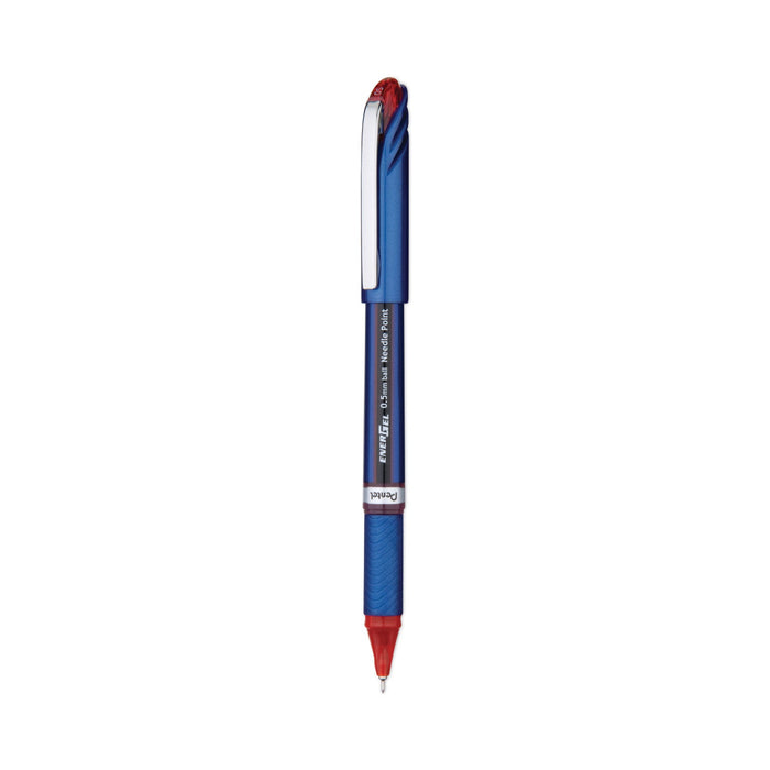 Pentel EnerGel NV Gel Pen, Stick, Fine 0.5 mm Needle Tip, Red Ink, Red Barrel, Dozen