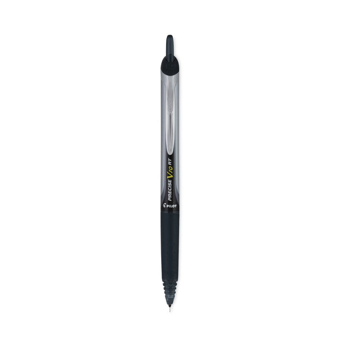 Pilot Precise V10RT Roller Ball Pen, Retractable, Bold 1 mm, Black Ink, Black Barrel, Dozen