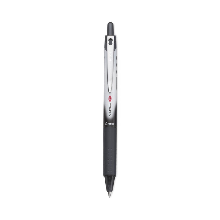 Pilot VBall RT Liquid Ink Roller Ball Pen, Retractable, Extra-Fine 0.5 mm, Black Ink, Black/White Barrel