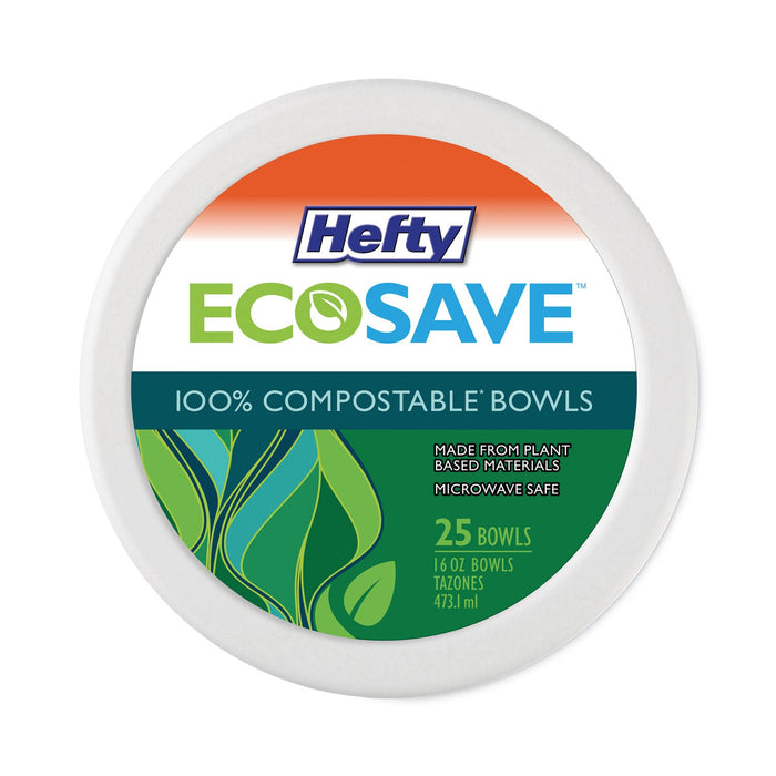 Hefty ECOSAVE Tableware, Plate, Bagasse, 6.75" dia, White, 30/Pack