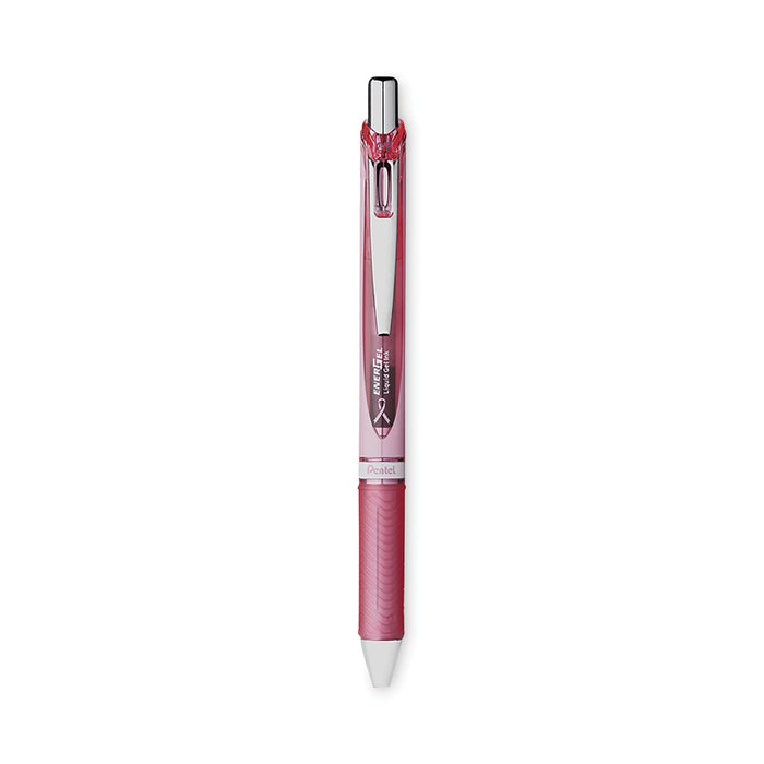 Pentel EnerGel RTX Gel Pen, Retractable, Medium 0.7 mm, Black Ink, Pink/Silver Barrel, 3/Pack