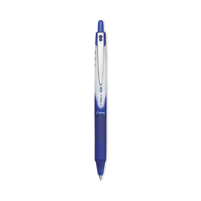 Pilot VBall RT Liquid Ink Roller Ball Pen, Retractable, Extra-Fine 0.5 mm, Blue Ink, Blue/White Barrel