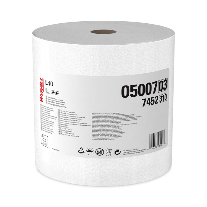 WypAll L40 Towels, Jumbo Roll, 12.5 x 12.2, White, 750/Roll