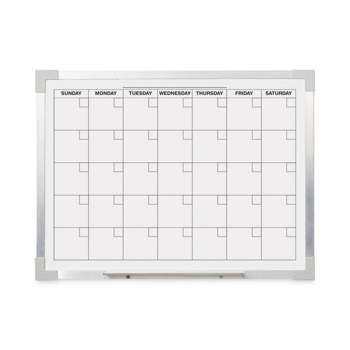 Flipside Framed Calendar Dry Erase Board, 24 x 18, White, Silver Aluminum Frame