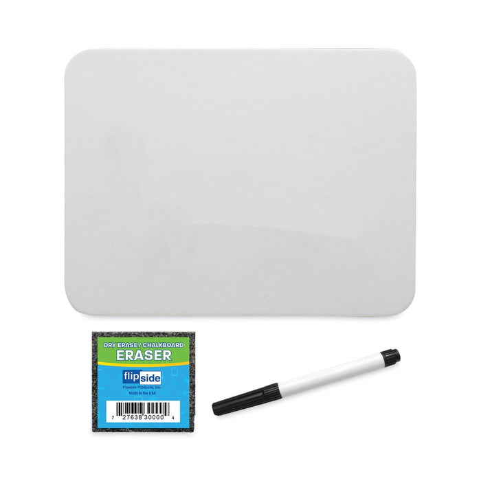 Flipside Magnetic Dry Erase Board Set, 12 x 9, White, Black Markers, 12/Pack