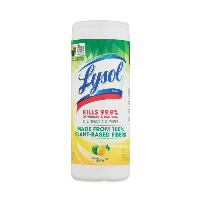 LYSOL Disinfecting Wipes II Fresh Citrus, 7 x 7.25, 30 Wipes/Canister, 12 Canisters/Carton
