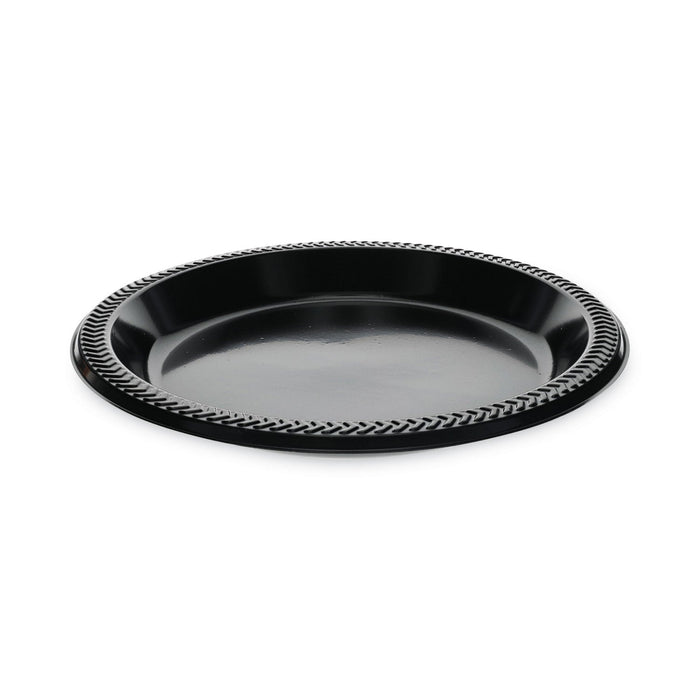 Pactiv Evergreen Prairieware Impact Plastic Dinnerware, Plate, 10.25" dia, Black, 500/Carton