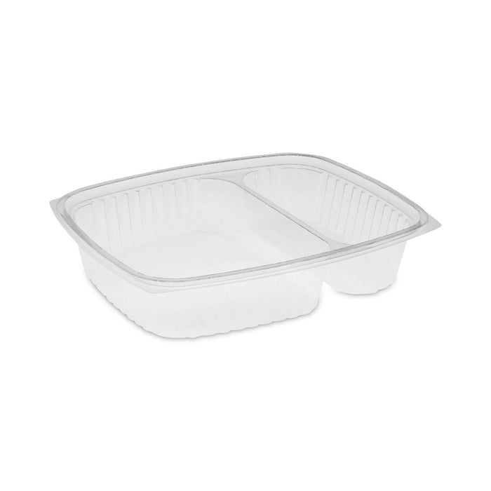 Pactiv Evergreen Showcase Deli Container, Base Only, 2-Compartment, 10 oz; 23 oz, 9 x 7.4 x 1.5, Clear, Plastic, 220/Carton