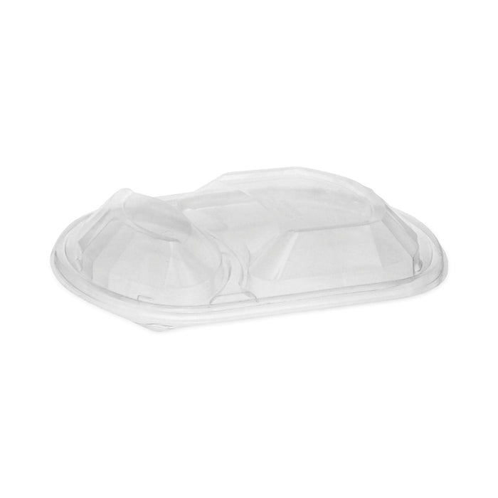Pactiv Evergreen ClearView MealMaster Lid with Fog Gard Coating, Large 2-Compartment Dome Lid, 9.38 x 8 x 1.25, Clear, Plastic, 252/Carton