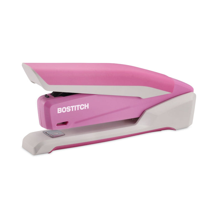 Bostitch InCourage Spring-Powered Desktop Stapler, 20-Sheet Capacity, Pink/White