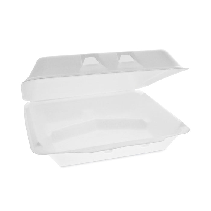 Pactiv Evergreen SmartLock Foam Hinged Lid Container, X-Large, 3-Compartment, 9.5 x 10.5 x 3.25, White, 250/Carton