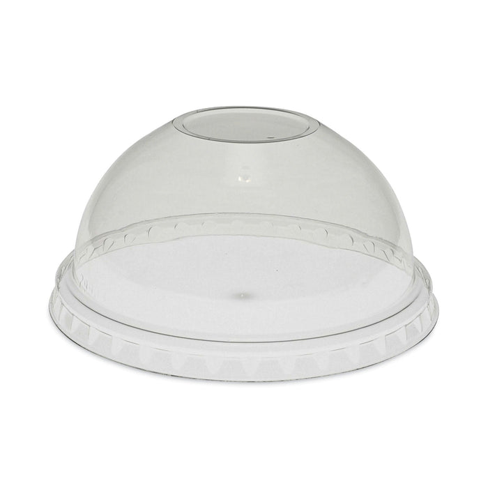 Pactiv Evergreen EarthChoice Strawless RPET Lid, Dome Lid, Fits 9 oz to 20 oz "A" Cups, Clear, 900/Carton