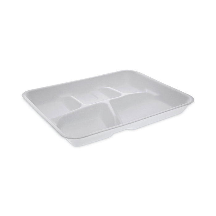 Pactiv Evergreen Foam School Trays, 5-Compartment, 8.25 x 10.5 x 1, White, 500/Carton