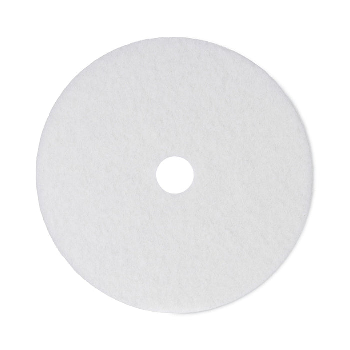Boardwalk Polishing Floor Pads, 21" Diameter, White, 5/Carton