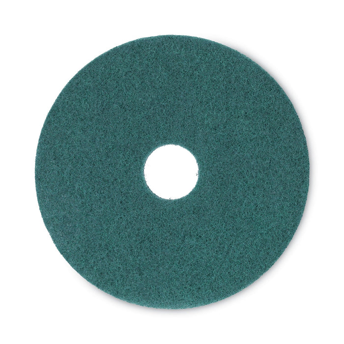 Boardwalk Heavy-Duty Scrubbing Floor Pads, 16" Diameter, Green, 5/Carton