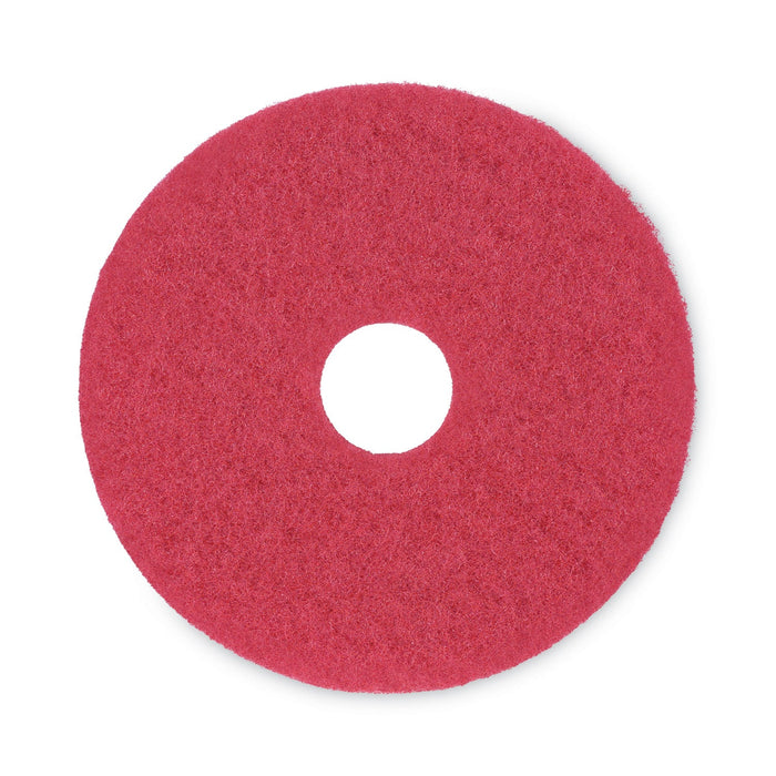 Boardwalk Buffing Floor Pads, 15" Diameter, Red, 5/Carton