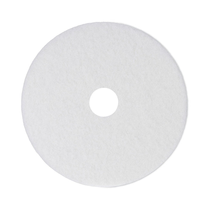 Boardwalk Polishing Floor Pads, 14" Diameter, White, 5/Carton