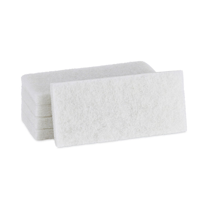 Boardwalk Light Duty Scour Pad, 4.63 x 10, White, 20/Carton