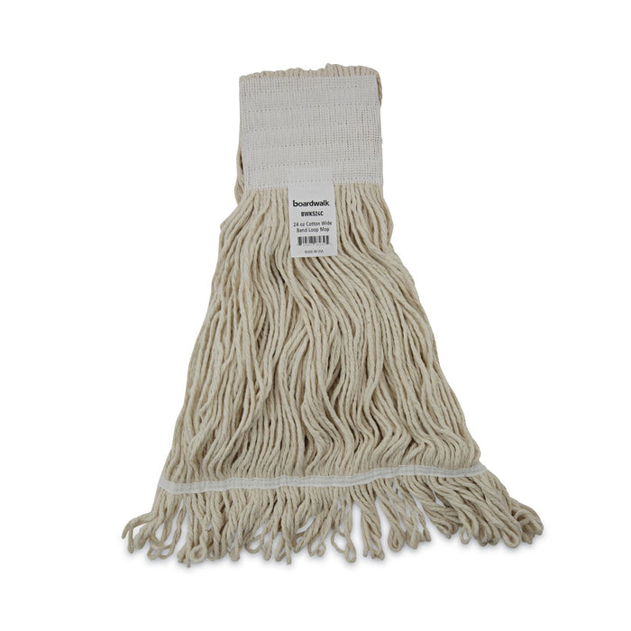 Boardwalk Mop Head, Pro Loop Web/Tailband, Premium Saddleback Head, Ctn, 24-oz., WH, 12/CT