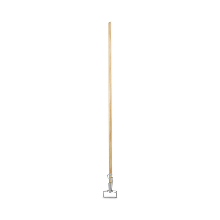 Boardwalk Spring Grip Metal Head Mop Handle for Most Mop Heads, Wood, 60", Natural