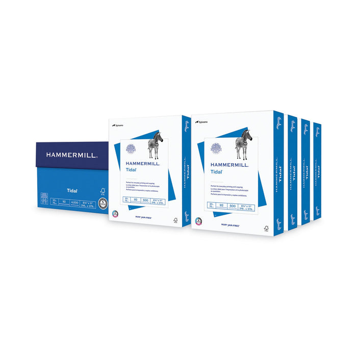 Hammermill Tidal Print Paper, 92 Bright, 20 lb Bond Weight, 8.5 x 11, White, 500 Sheets/Ream, 8 Reams/Carton