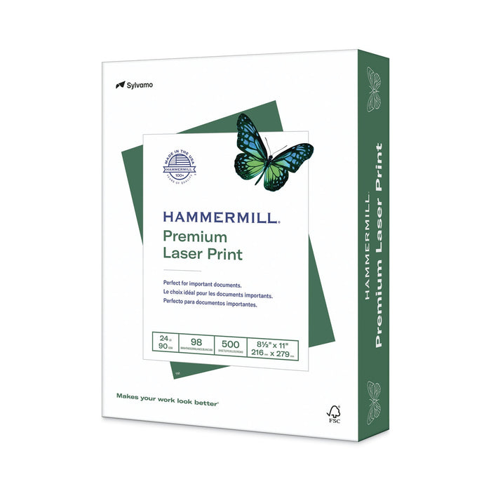 Hammermill Premium Laser Print Paper, 98 Bright, 24 lb Bond Weight, 8.5 x 11, White, 500/Ream