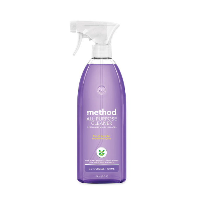Method All Surface Cleaner, French Lavender, 28 oz Spray Bottle, 8/Carton