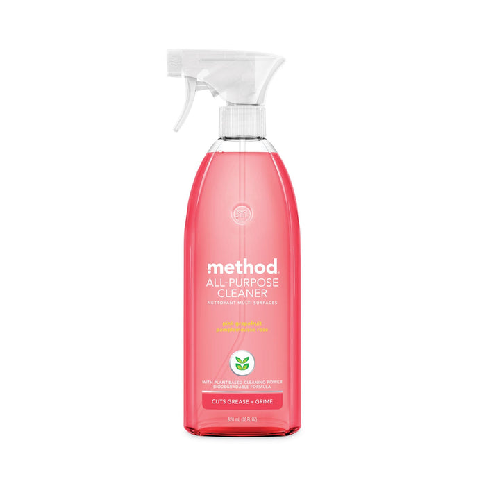 Method All Surface Cleaner, Pink Grapefruit, 28 oz Spray Bottle, 8/Carton