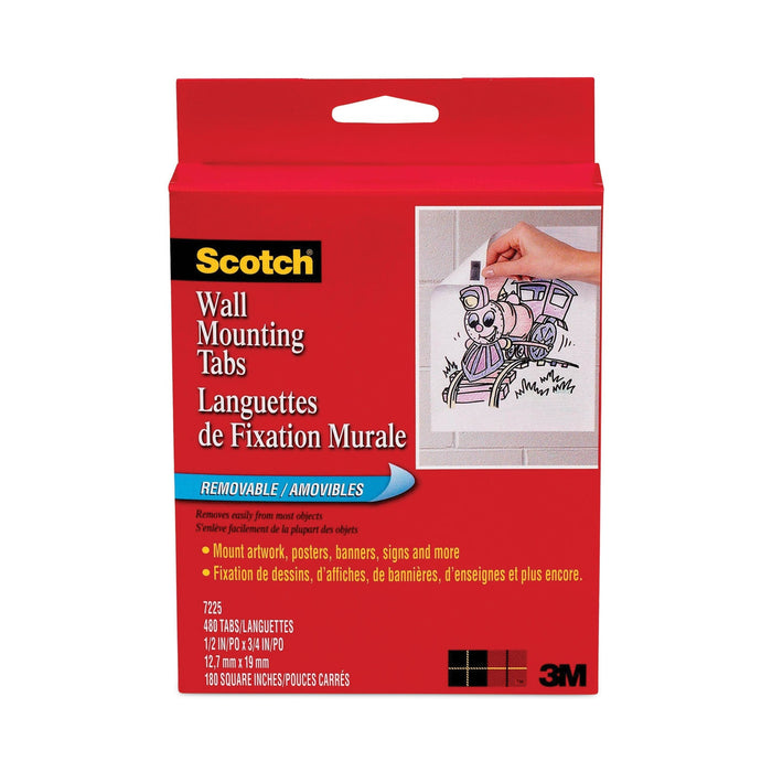 Scotch Precut Removable Mounting Tabs, Removable, Holds Up to 0.25 lb, 6 Tabs, Double-Sided, 0.5 x 0.75, Black, 480/Pack