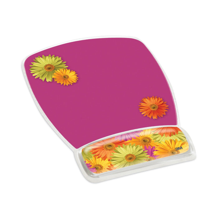3M Fun Design Clear Gel Mouse Pad with Wrist Rest, 6.8 x 8.6, Daisy Design
