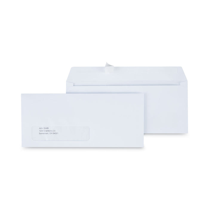 Universal Peel Seal Strip Business Envelope, Address Window, #10, Square Flap, Self-Adhesive Closure, 4.13 x 9.5, White, 500/Box