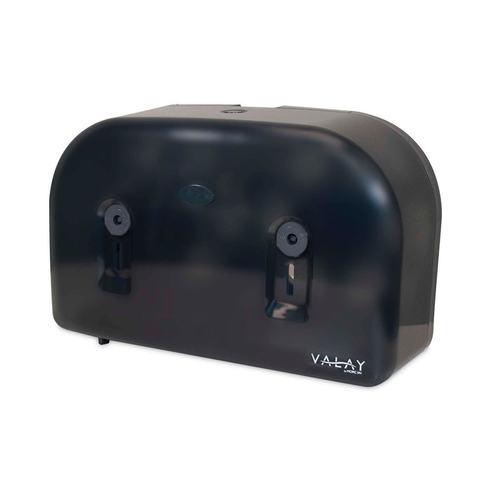 Morcon Tissue Valay Plastic Mini Jumbo Bath Tissue Dispenser, Two Rolls, 9.75 x 15.87 x 5.25, Black