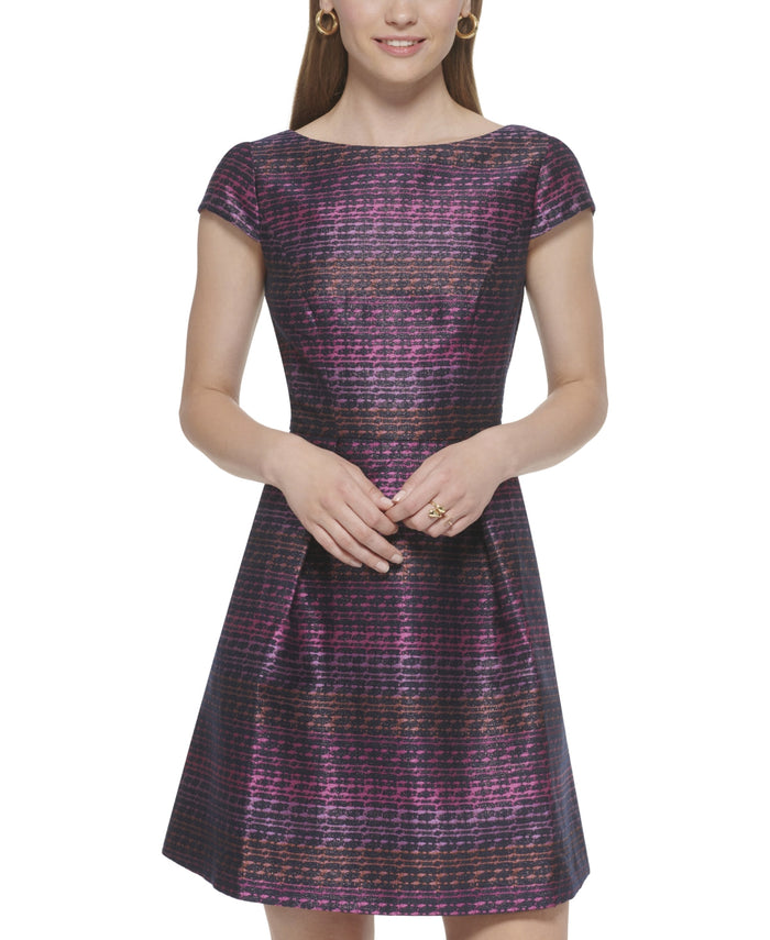 Vince Camuto Womens Metallic Jacquard Fit and Flare Dress, Size 2 by Vanessa Jane