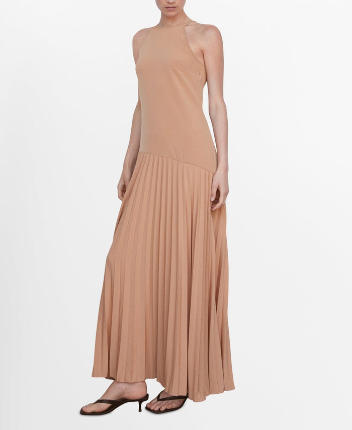 Mango Womens Pleated Panel Dress - Coffee, Size 10 by Vanessa Jane