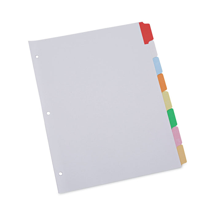 Universal Deluxe Write-On/Erasable Tab Index, 8-Tab, 11 x 8.5, White, Assorted Tabs, 1 Set