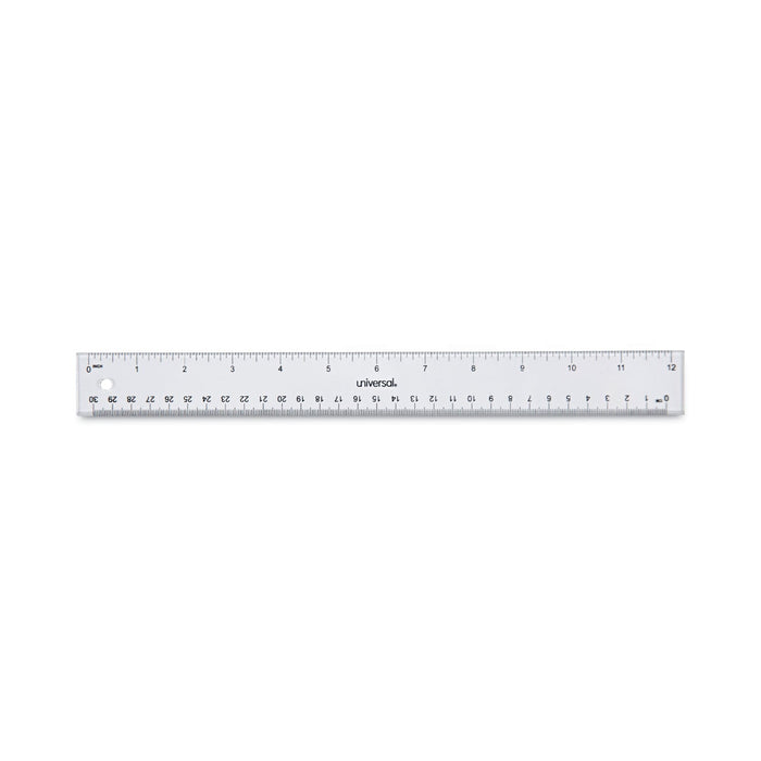 Universal Clear Plastic Ruler, Standard/Metric, 12" Long, Clear