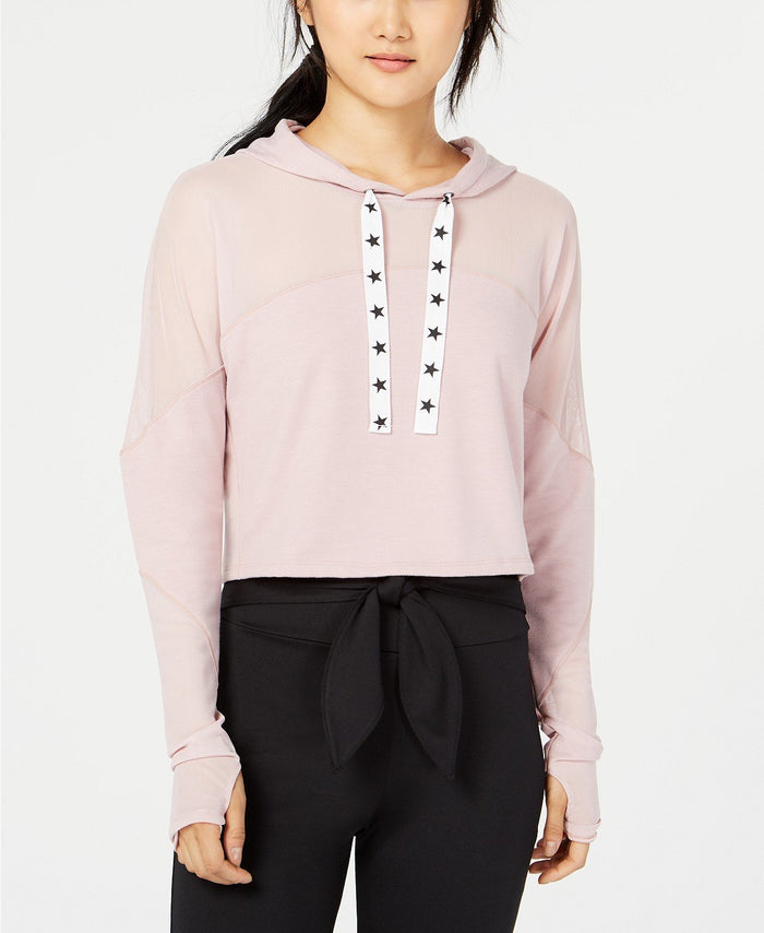 Material Girl Juniors Mesh Cropped Sweatshirt, Size Small by Vanessa Jane