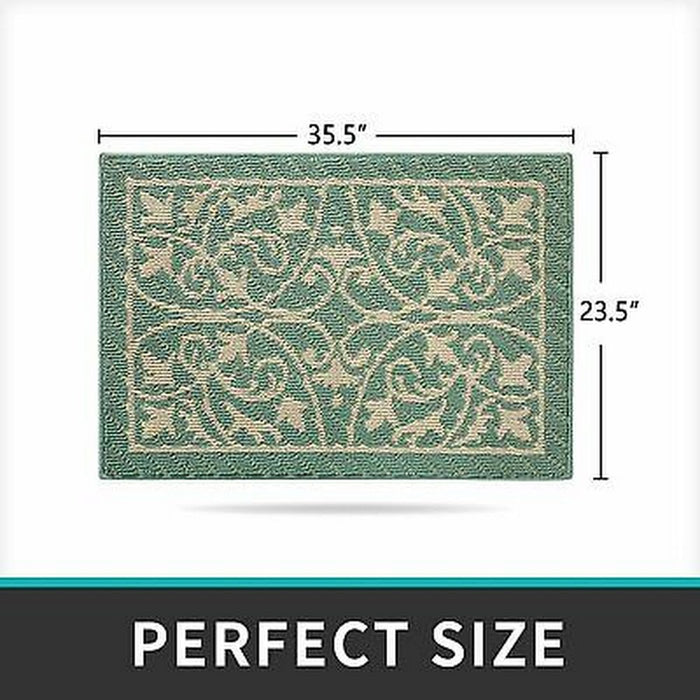 Dexi Door Mat Indoor Rugs for Entryway Non Slip Washable, 23.5x35.5, Dark Green by Vanessa Jane