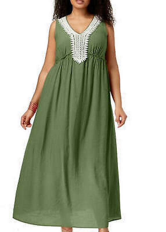 NY Collection Womens Dress Plus Maxi Crochet-Trim, Size 1X by Vanessa Jane
