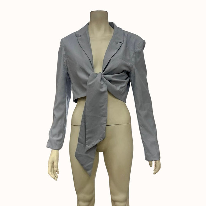 Lulus Suit Your Style Tie-Front Cropped Blazer, Size Large by Vanessa Jane