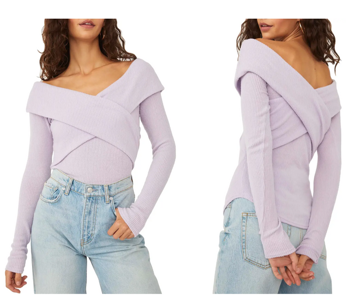 Free People Marley off the Shoulder Twist Top, Size Medium by Vanessa Jane