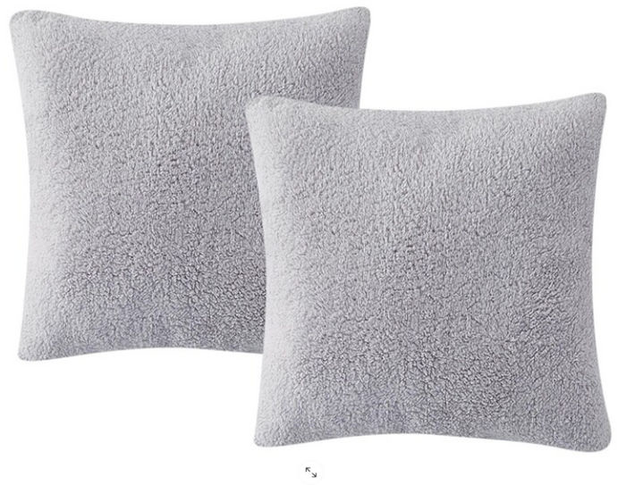 Birch Trails Solid Sherpa Set of 2 Decorative Pillows 18 x 18 by Vanessa Jane