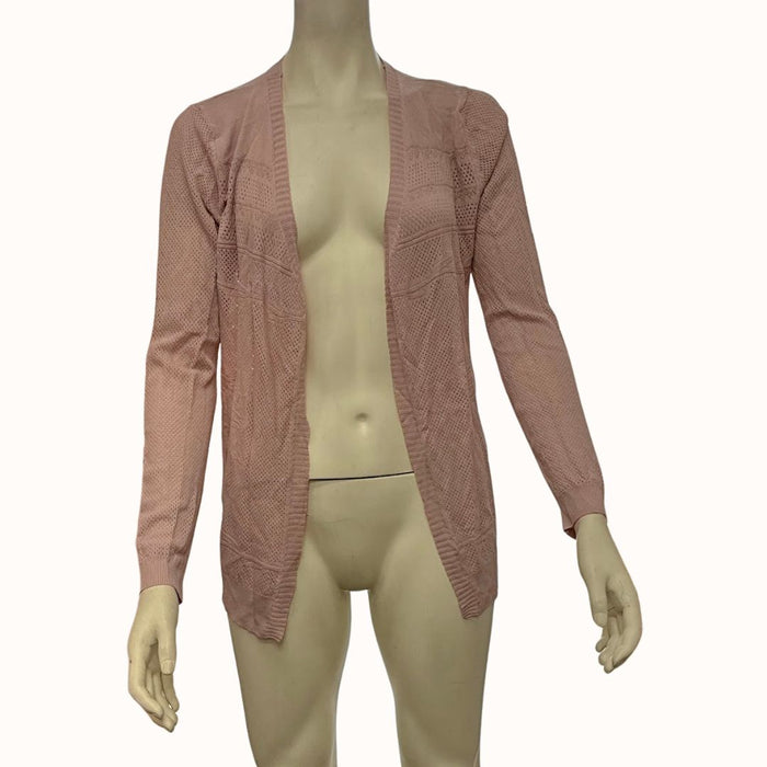 Vila Milano Open Front Cardigan Pink Sweater, Size Medium by Vanessa Jane