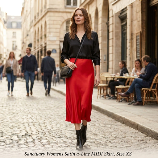 Sanctuary Womens Satin a-Line MIDI Skirt, Size SX by Vanessa Jane