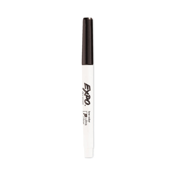 EXPO Low-Odor Dry-Erase Marker, Extra-Fine Needle Tip, Black, 4/Pack