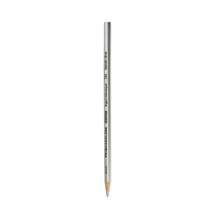Prismacolor Verithin Smear-Proof Colored Pencils, 2 mm, Metallic Silver Lead, Metallic Silver Barrel, Dozen