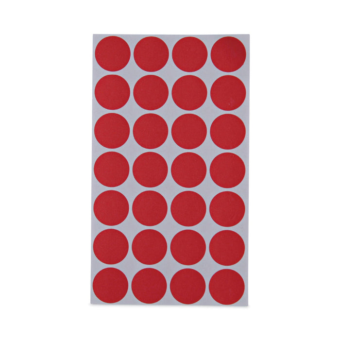 Universal Self-Adhesive Removable Color-Coding Labels, 0.75" dia, Red, 28/Sheet, 36 Sheets/Pack
