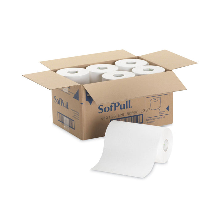 Georgia Pacific Hardwound Paper Towel Roll, Nonperforated, 9" x 400 ft, White, 6 Rolls/Carton