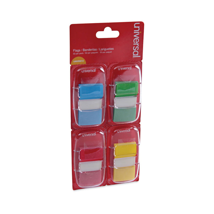 Universal Deluxe Pop-Up Page Flags, 1 x 1.75, Four Assorted Colors, 50 Flags/Dispenser, 4 Dispensers/Pack